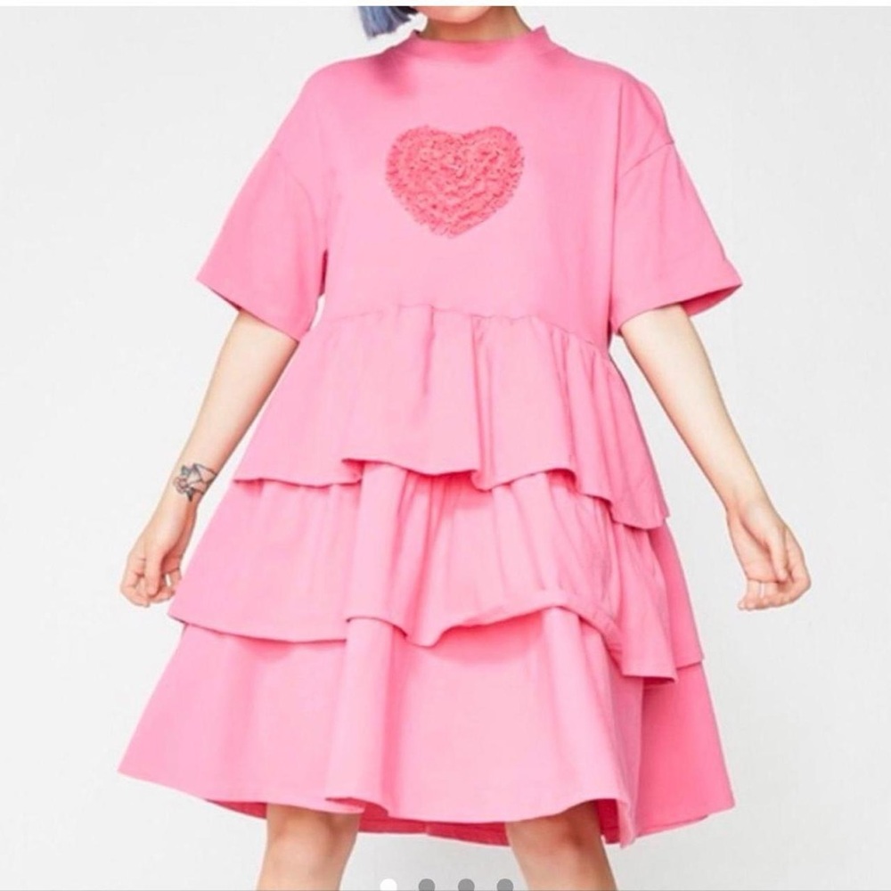 Pink Heart Ruffle Layered Dress💗